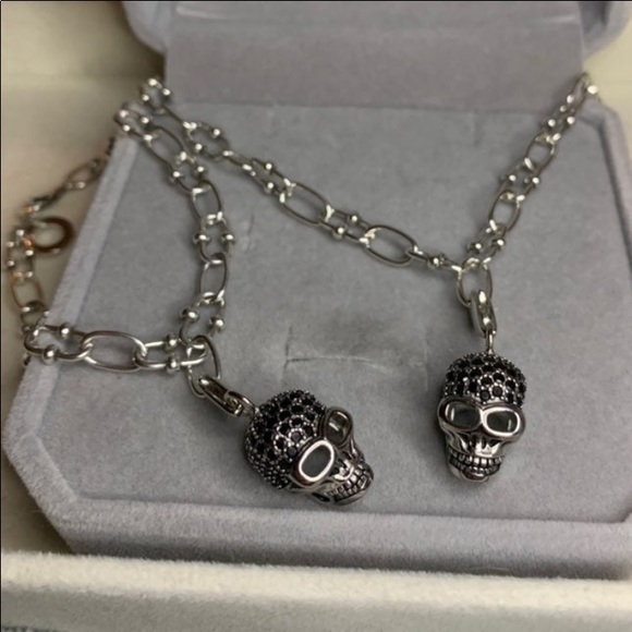 S925 Skull Pave Charm jewelry set for Men - Picture 12 of 12